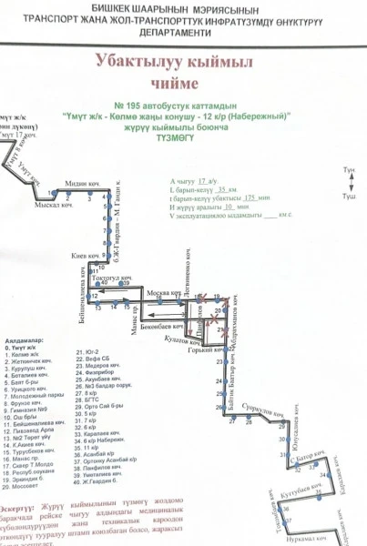 В Бишкеке изменили схему движения автобусного маршрута № 195